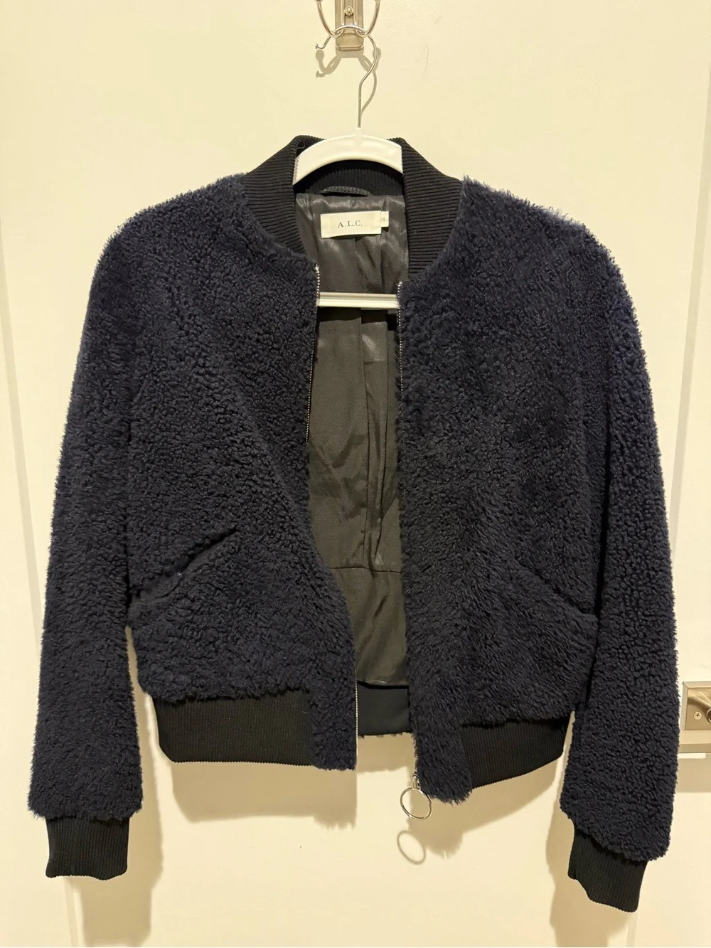 A.L.C. Navy Sherpa Bomber Jacket - Size 0